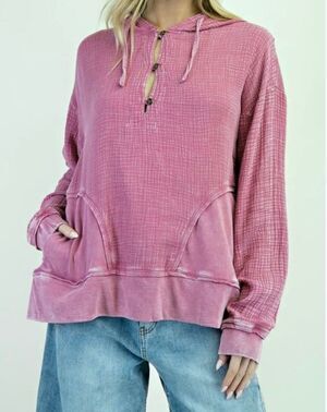 Easel Women’s Grape Light Weight Long Sleeve Hoodie Sz Large NEW